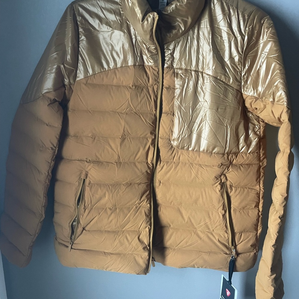 Stylish Gold and Tan Puffer Jacket